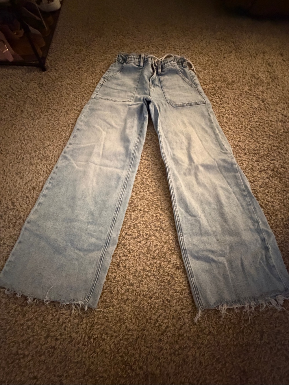 Flying Monkey Light Blue Wide Leg Drawstring Jeans